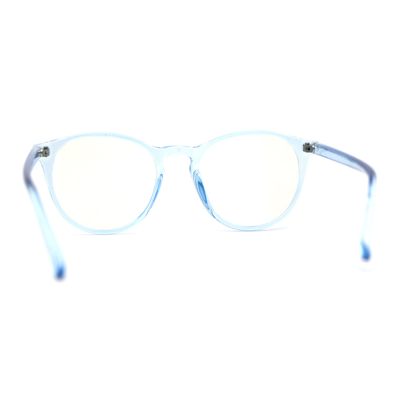 Round Keyhole Thin Plastic Horn Rim Blue Light Filtering Computer Glasses