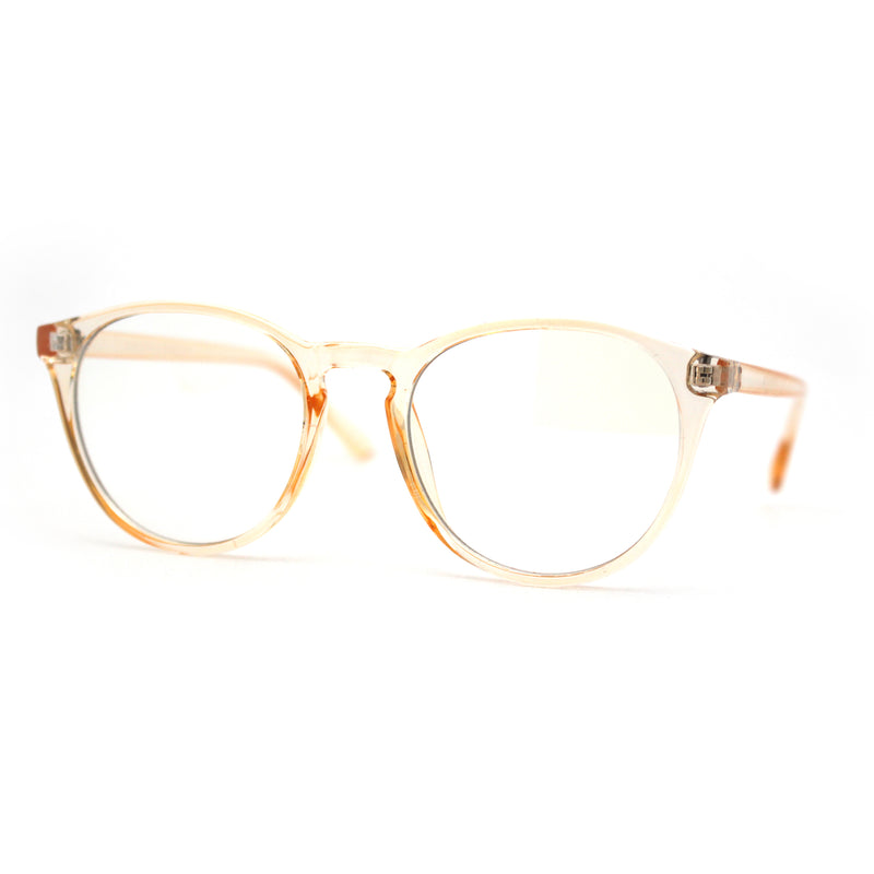Round Keyhole Thin Plastic Horn Rim Blue Light Filtering Computer Glasses