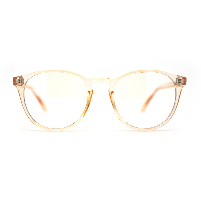 Round Keyhole Thin Plastic Horn Rim Blue Light Filtering Computer Glasses