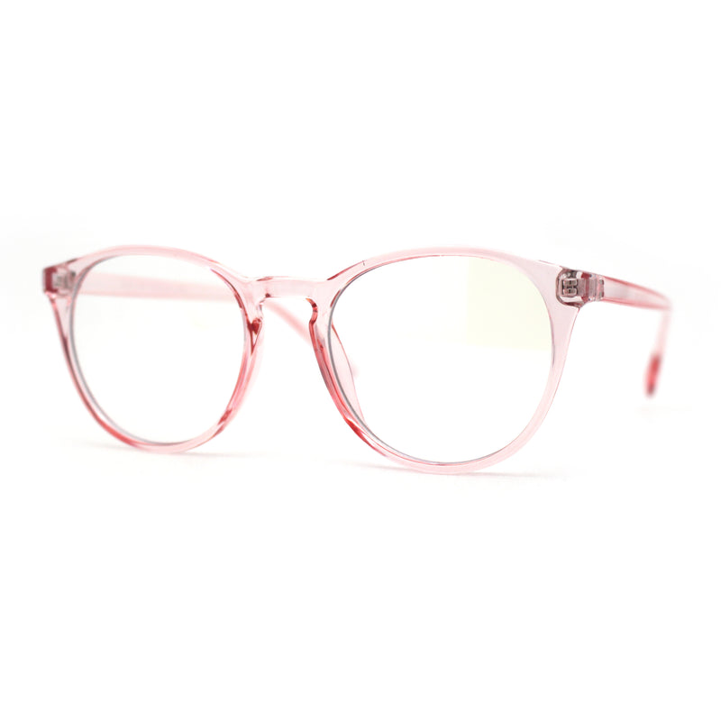 Round Keyhole Thin Plastic Horn Rim Blue Light Filtering Computer Glasses