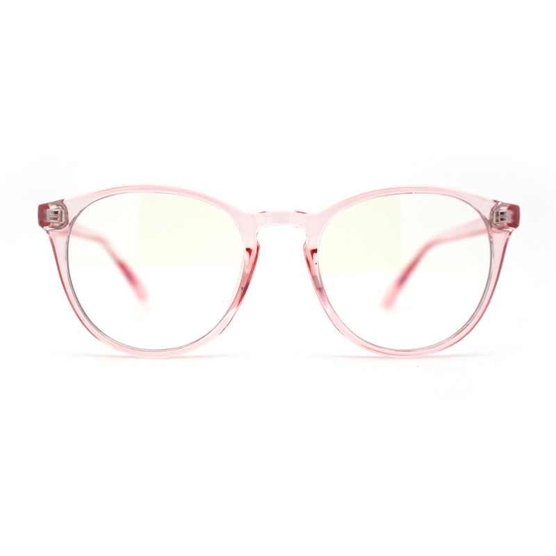 Round Keyhole Thin Plastic Horn Rim Blue Light Filtering Computer Glasses