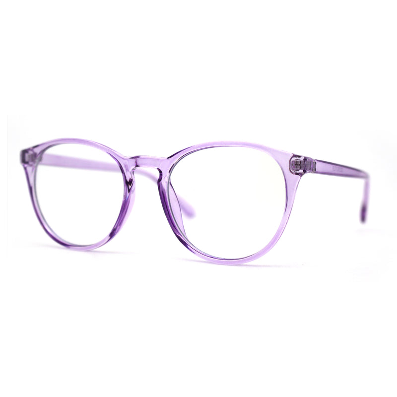 Round Keyhole Thin Plastic Horn Rim Blue Light Filtering Computer Glasses