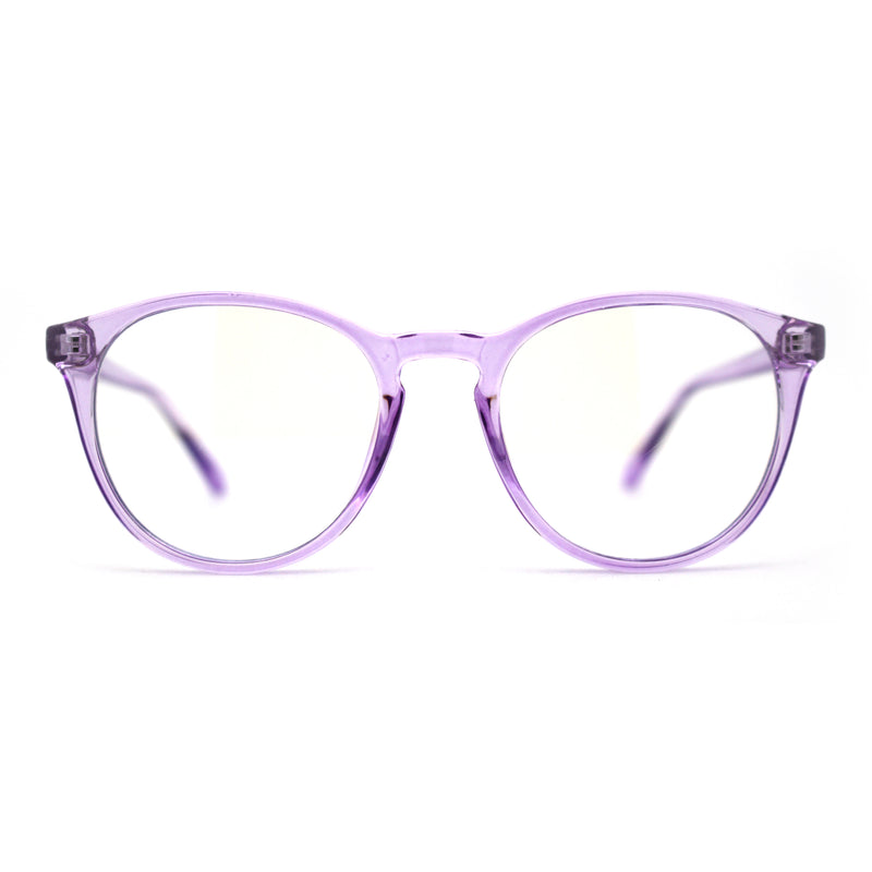 Round Keyhole Thin Plastic Horn Rim Blue Light Filtering Computer Glasses