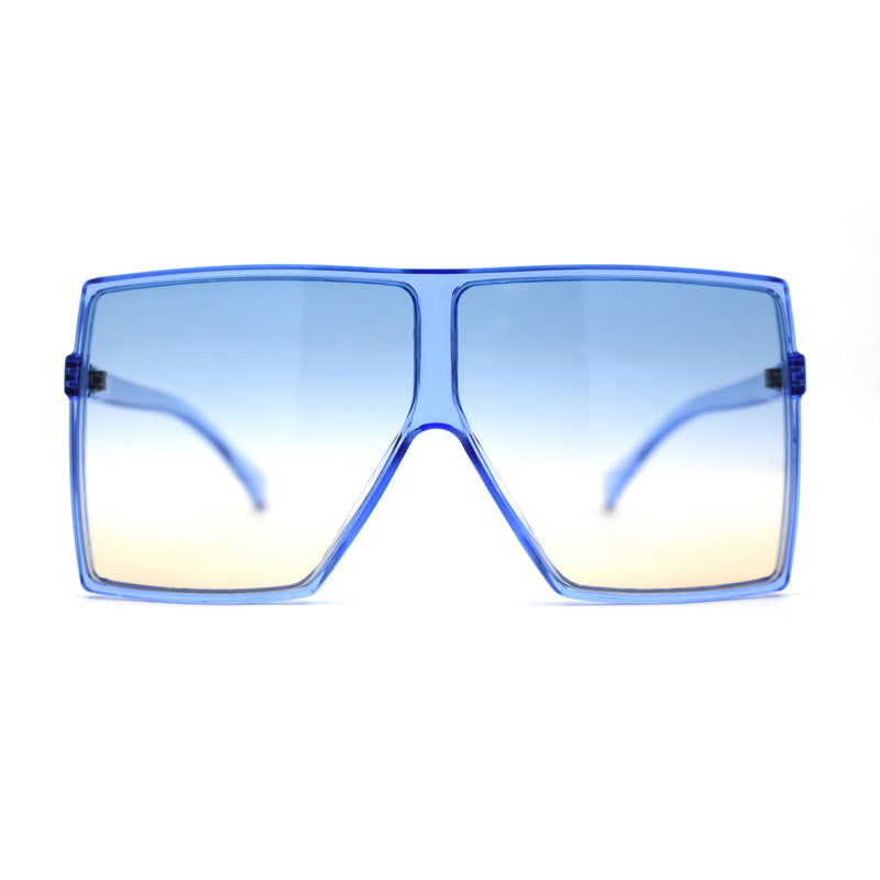 Pop Color Oceanic 80s Squared Rectangular Thin Plastic Oversize Sunglasses