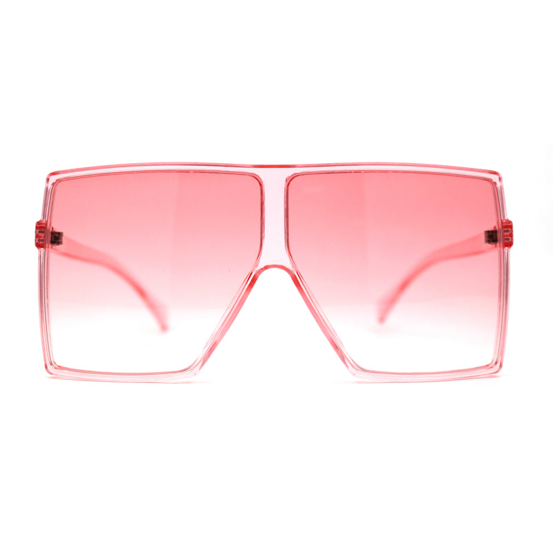 Pop Color Oceanic 80s Squared Rectangular Thin Plastic Oversize Sunglasses