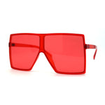 Pop Color Oceanic 80s Squared Rectangular Thin Plastic Oversize Sunglasses