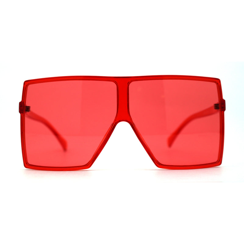 Pop Color Oceanic 80s Squared Rectangular Thin Plastic Oversize Sunglasses