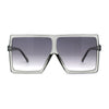 Pop Color Squared Rectangular Flat Top Mob Plastic Oversize Sunglasses