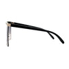 Rhinestone Jewel Brow Line High Temple Half Rim Flat Top Sunglasses