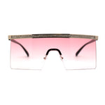 Rhinestone Jewel Brow Line High Temple Half Rim Flat Top Sunglasses