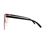 Rhinestone Jewel Brow Line High Temple Half Rim Flat Top Sunglasses