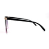 Rhinestone Jewel Brow Line High Temple Half Rim Flat Top Sunglasses