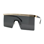 Rhinestone Jewel Brow Line High Temple Half Rim Flat Top Sunglasses