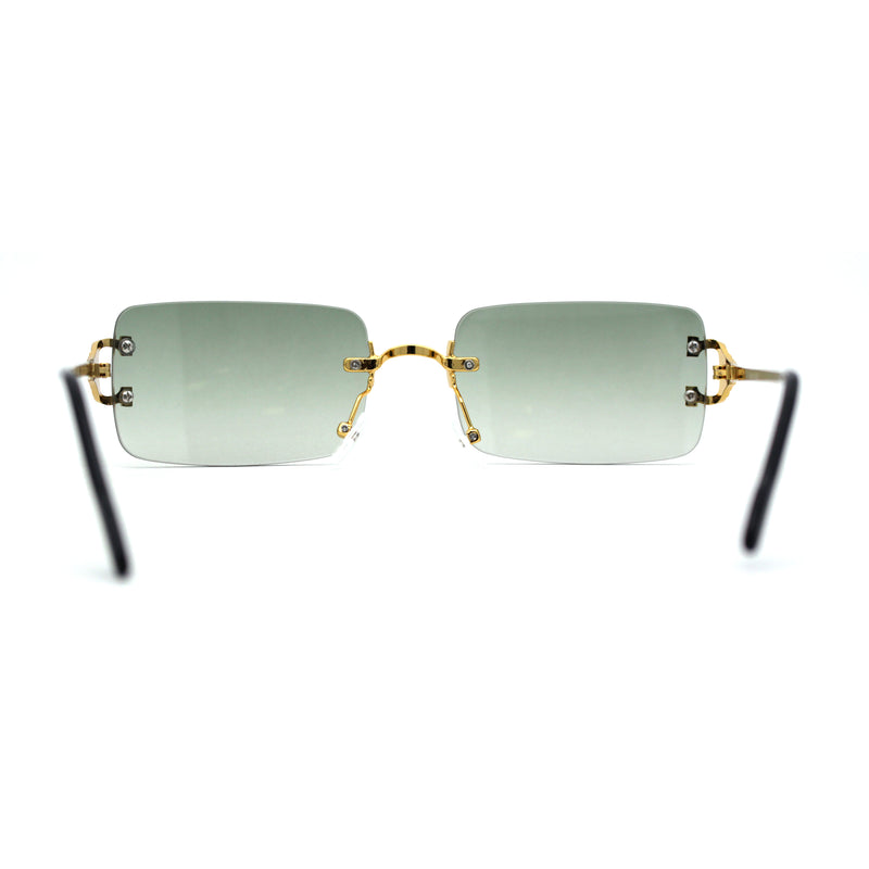 Rimless Rectangular Luxe OG Mens 90s Rapper Sunglasses
