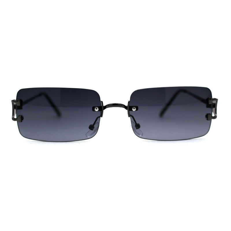 Rimless Rectangular Luxe OG Mens 90s Rapper Sunglasses