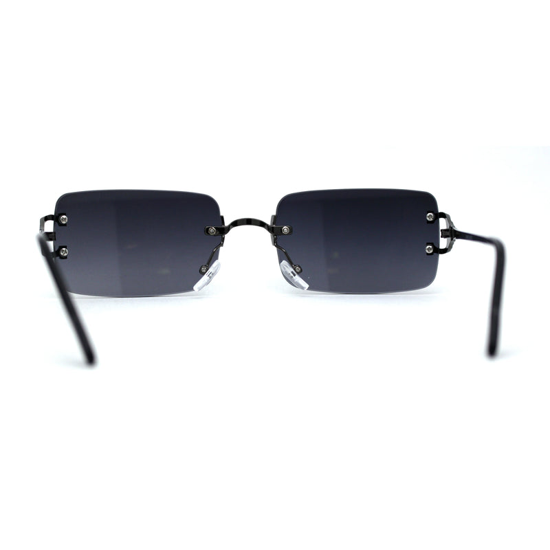 Rimless Rectangular Luxe OG Mens 90s Rapper Sunglasses