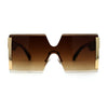 Womens Geometric Square Chucky Rimless Shield Sunglasses