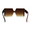 Womens Geometric Square Chucky Rimless Shield Sunglasses