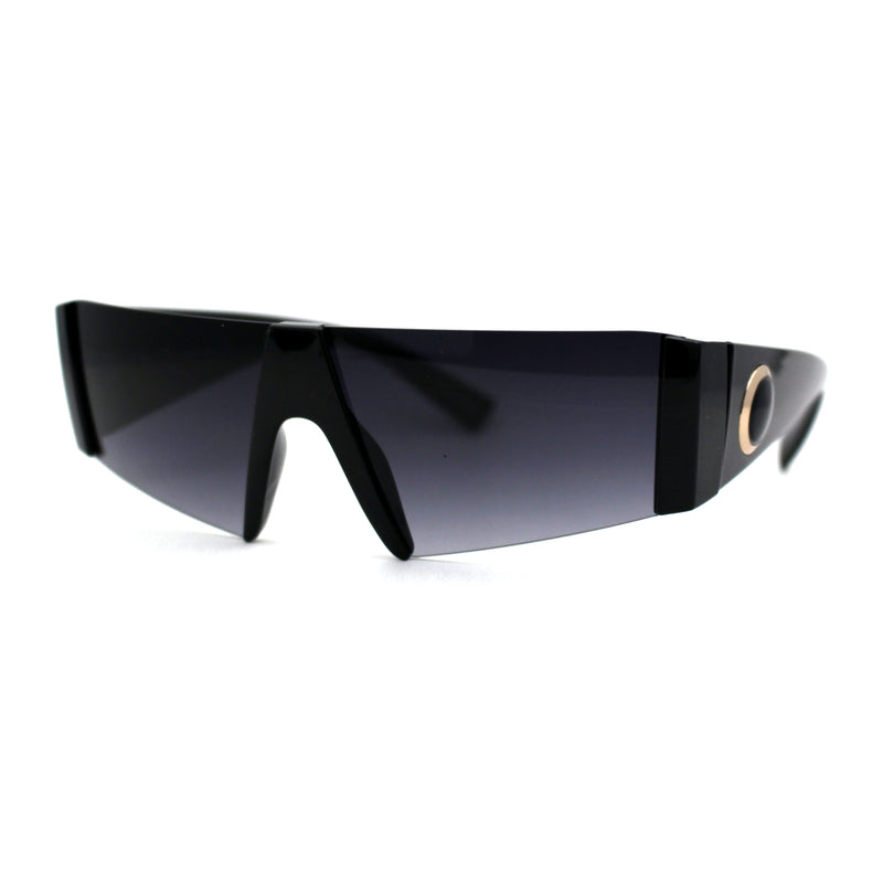 80s Sporty Block Lens Rimless Retro Sunglasses