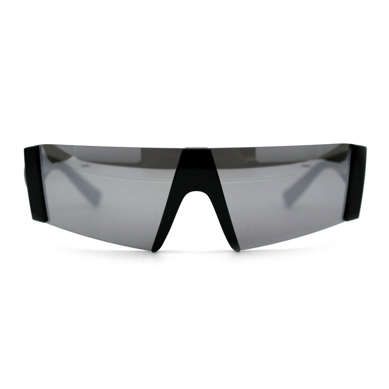 80s Sporty Block Lens Rimless Retro Sunglasses