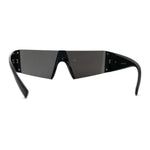 80s Sporty Block Lens Rimless Retro Sunglasses