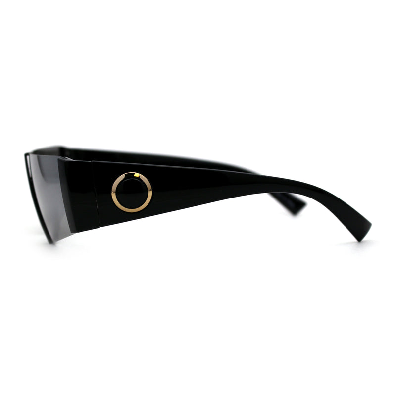 80s Sporty Block Lens Rimless Retro Sunglasses