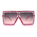 Womens Oversize Glamorous Crystal Rhinestone Square Sunglasses