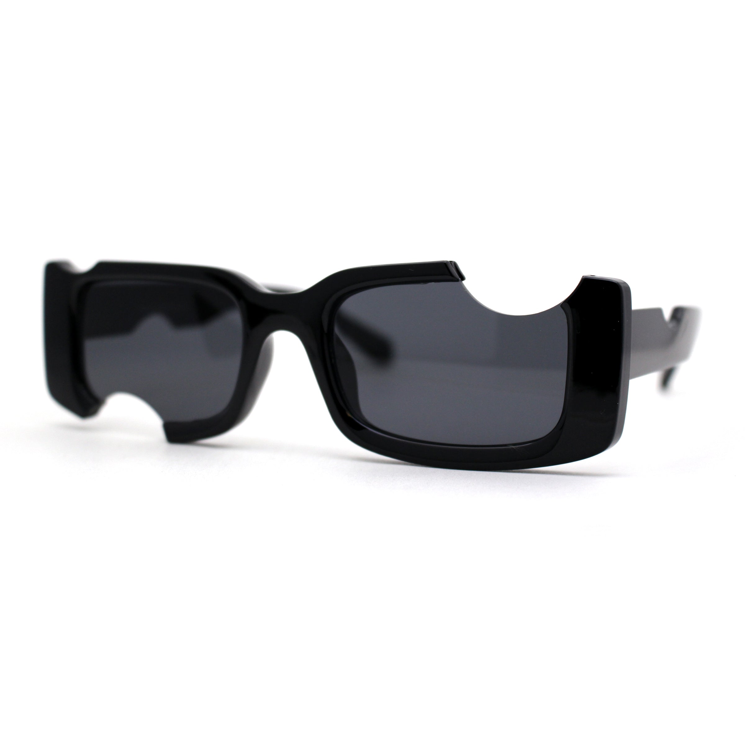 Avant Garde Hole Punch Cut Out Rectangle Sunglasses White Black