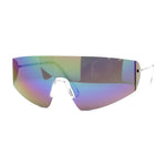 Retro Robotic Shield Rimless Sport Oversize Sunglasses