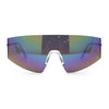 Retro Robotic Shield Rimless Sport Oversize Sunglasses
