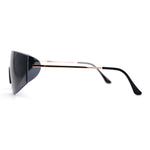 Retro Robotic Shield Rimless Sport Oversize Sunglasses