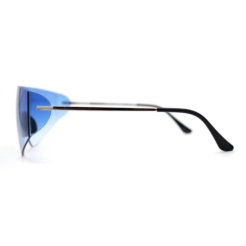 Retro Robotic Shield Rimless Sport Oversize Sunglasses