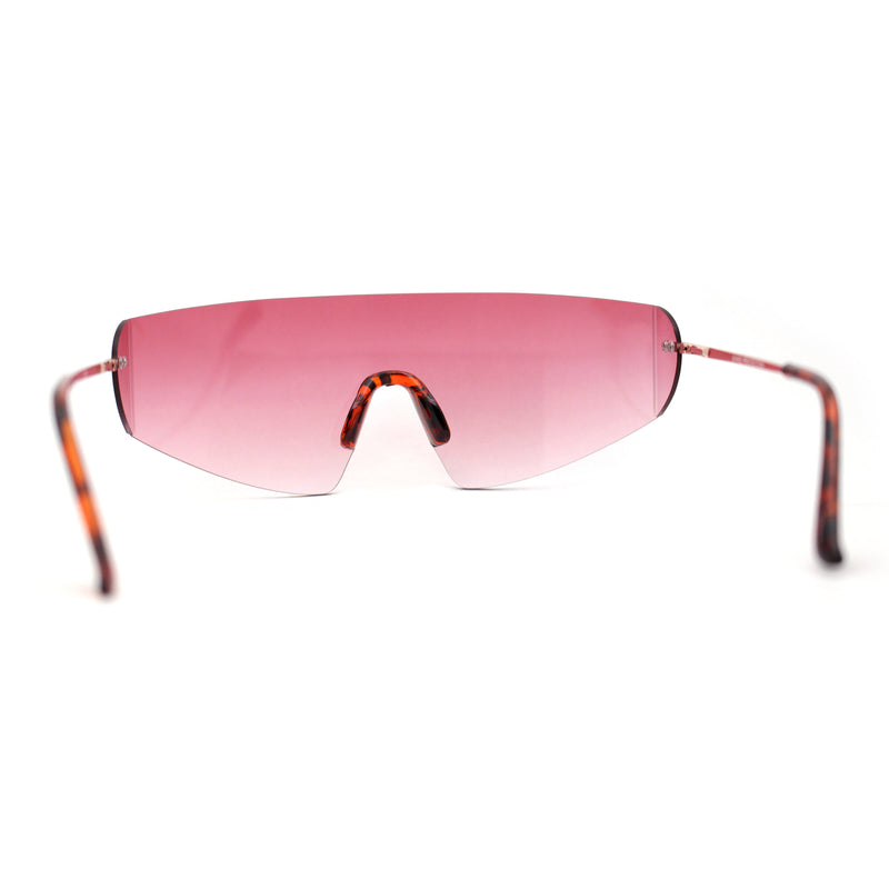 Retro Robotic Shield Rimless Sport Oversize Sunglasses