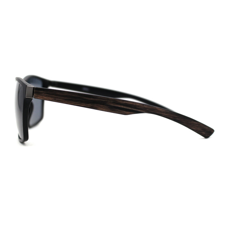 Mens Brushed Woodgrain Texture Plastic Rectangle Sport Sunglasses