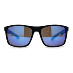 Mens Brushed Woodgrain Texture Plastic Rectangle Sport Sunglasses