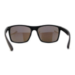 Mens Brushed Woodgrain Texture Plastic Rectangle Sport Sunglasses