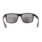 Mens Brushed Woodgrain Texture Plastic Rectangle Sport Sunglasses