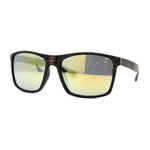 Mens Brushed Woodgrain Texture Plastic Rectangle Sport Sunglasses