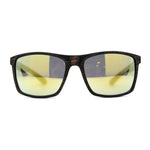 Mens Brushed Woodgrain Texture Plastic Rectangle Sport Sunglasses