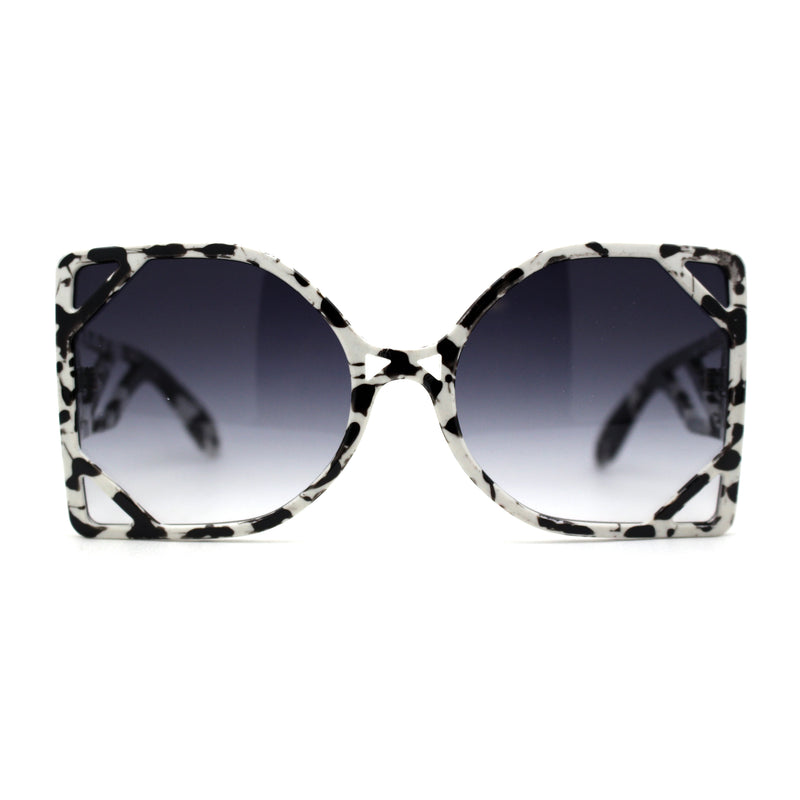 Womens Geometric Lattice Plastic Square Butterfly Sunglasses
