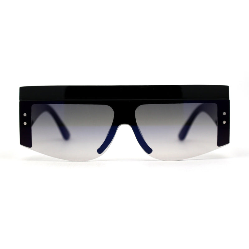 Classic 90s Flat Top Half Rim Mobster Plastic Sunglasses