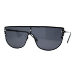 Womens Rhinestone Trim Flat Top Exposed Lens Metal Sunglasses