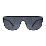 Womens Rhinestone Trim Flat Top Exposed Lens Metal Sunglasses