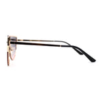 Womens Rhinestone Trim Flat Top Exposed Lens Metal Sunglasses