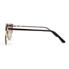 Womens Rhinestone Trim Flat Top Exposed Lens Metal Sunglasses