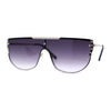 Womens Rhinestone Trim Flat Top Exposed Lens Metal Sunglasses