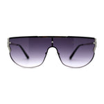Womens Rhinestone Trim Flat Top Exposed Lens Metal Sunglasses
