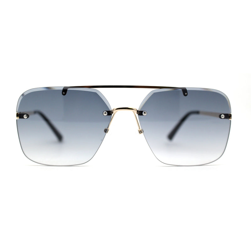 Retro Rimless Rectangle Bevel Lens Luxury Sunglasses