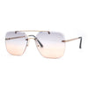 Retro Rimless Rectangle Bevel Lens Luxury Sunglasses