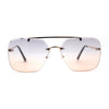 Retro Rimless Rectangle Bevel Lens Luxury Sunglasses